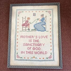 Framed Cross-Stitch Art with Sentimental Quote